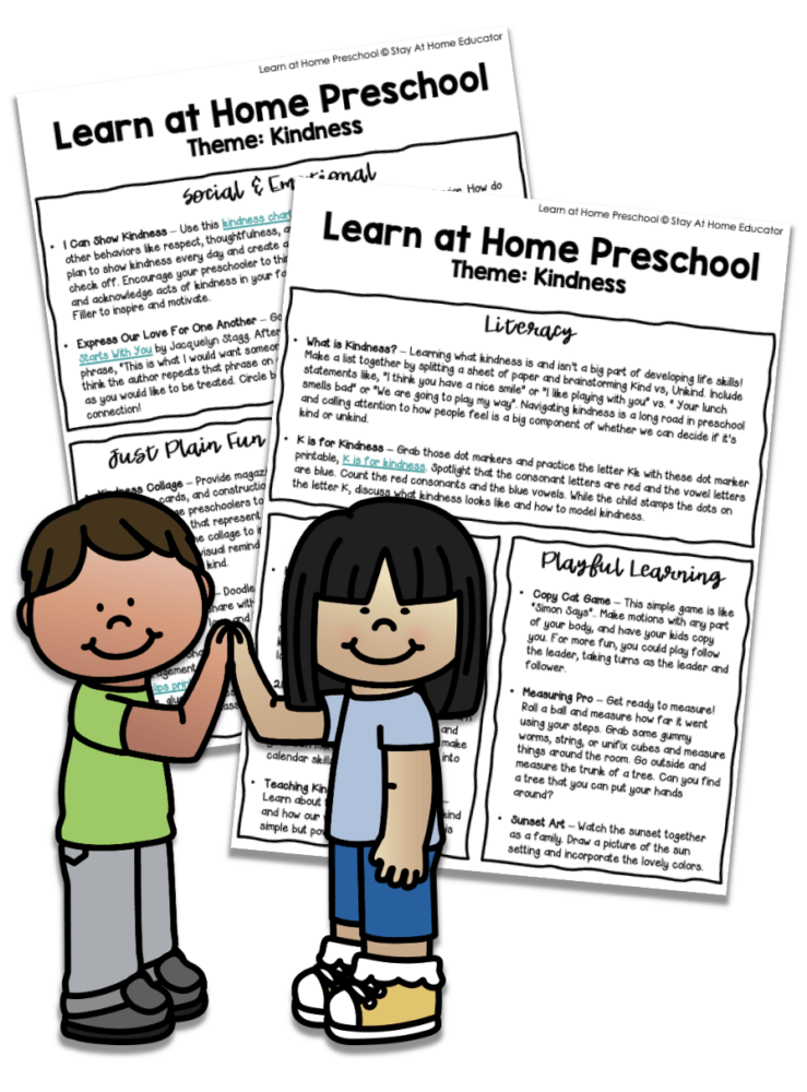 Free Printable Kindness Lesson Plans for Preschool - Stay At Home Educator